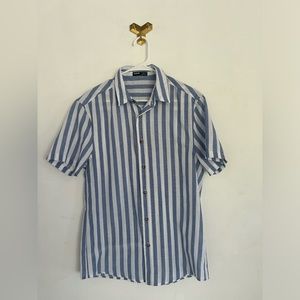 Shein striped short sleeve collared shirt Size L